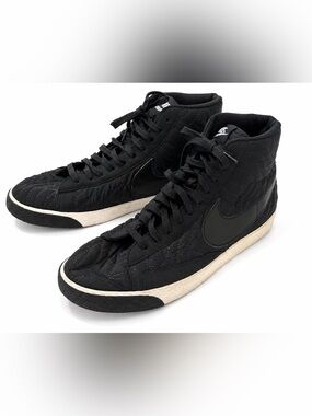 Nike BLAZER Mid PREMIUM SE 857664-001 BLACK Quilted Fabric Textured Womens 8.5